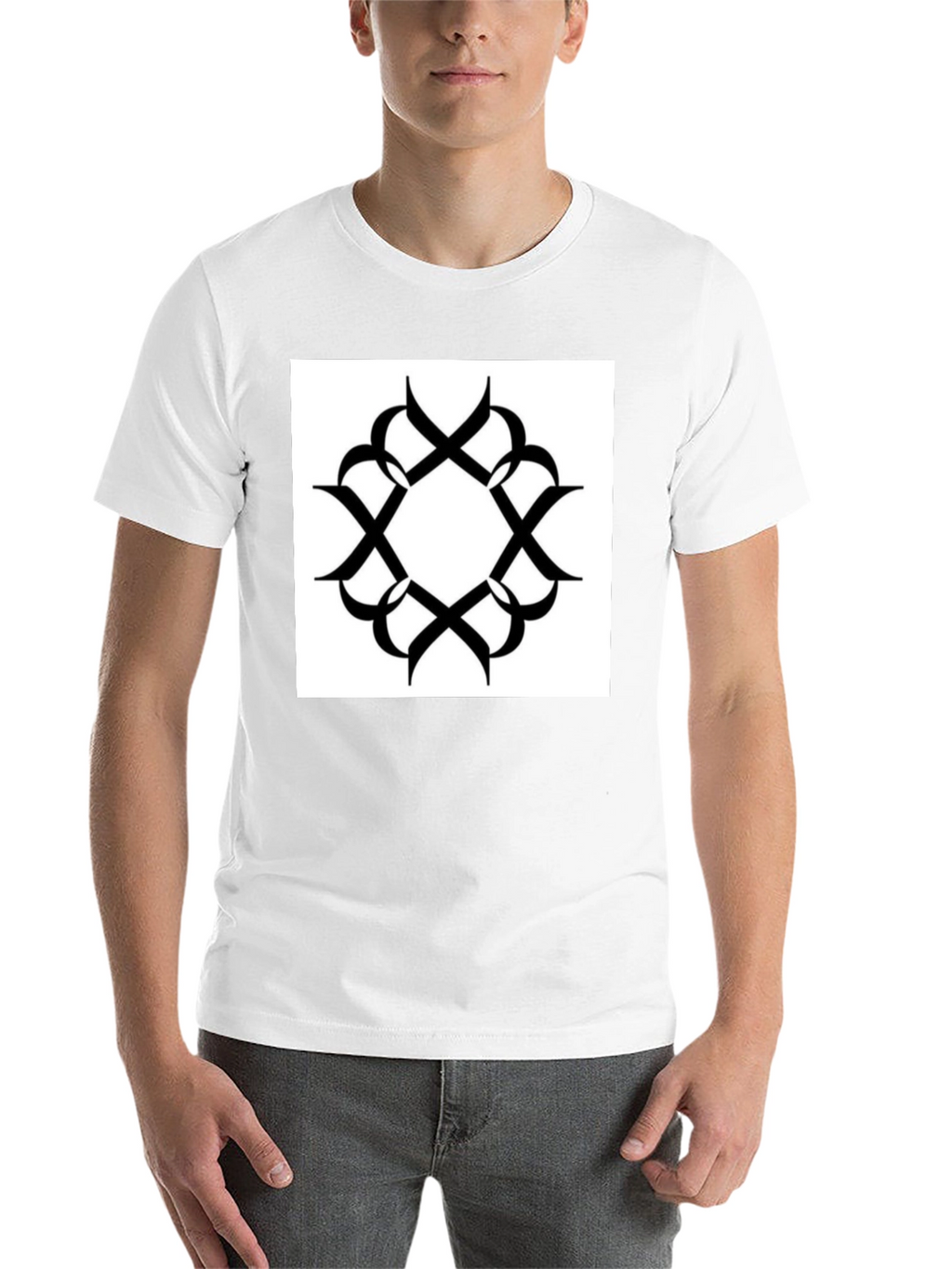 Black T-Shirt with Geometric Print
