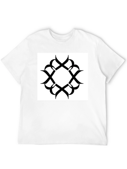 Black T-Shirt with Geometric Print