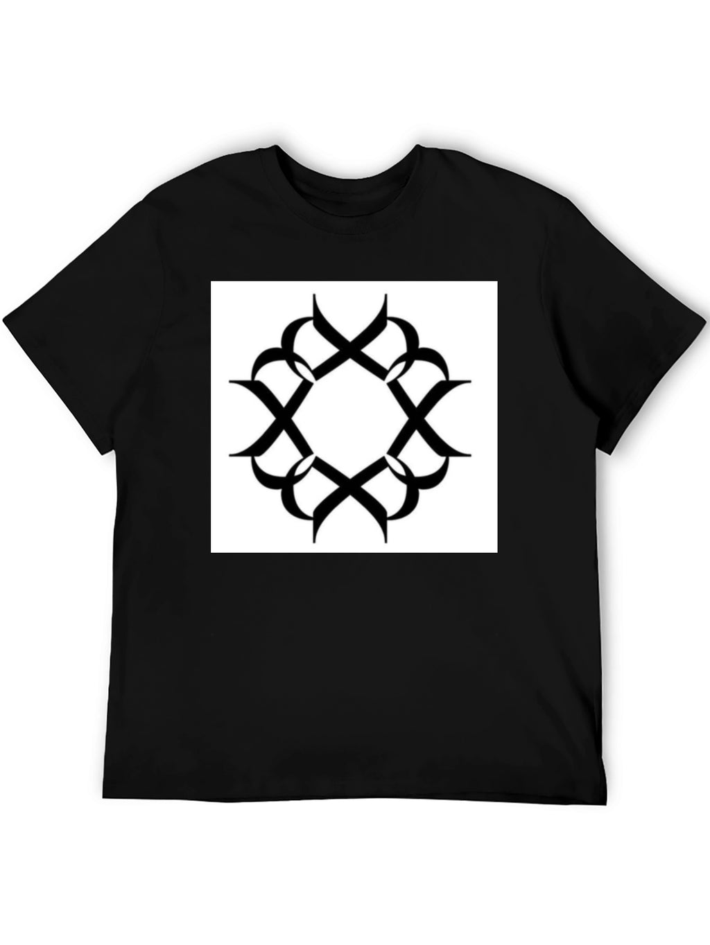 Black T-Shirt with Geometric Print