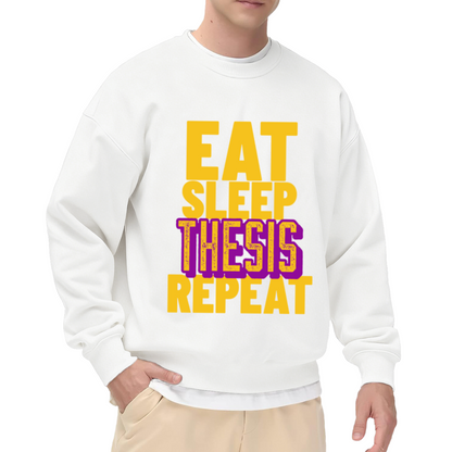Eat Sleep Thesis Repeat Sweatshirt | Funny Grad Student Graphic Crewneck, Thesis Writing Humor Pullover Top, Graduation Gift for University Students