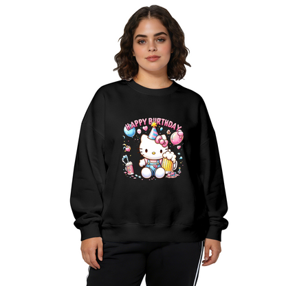 Happy Birthday Hello Kitty Party Theme Print Crewneck Sweatshirt