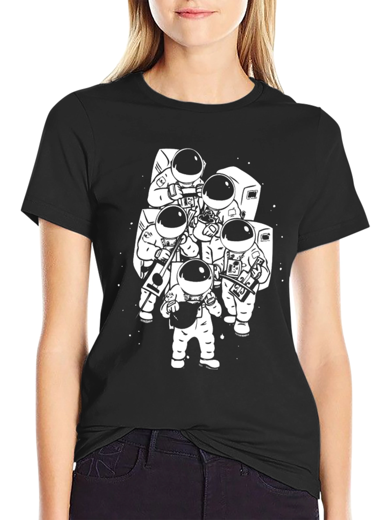 Astronaut Band Graphic T-Shirt - Black Cotton Tee