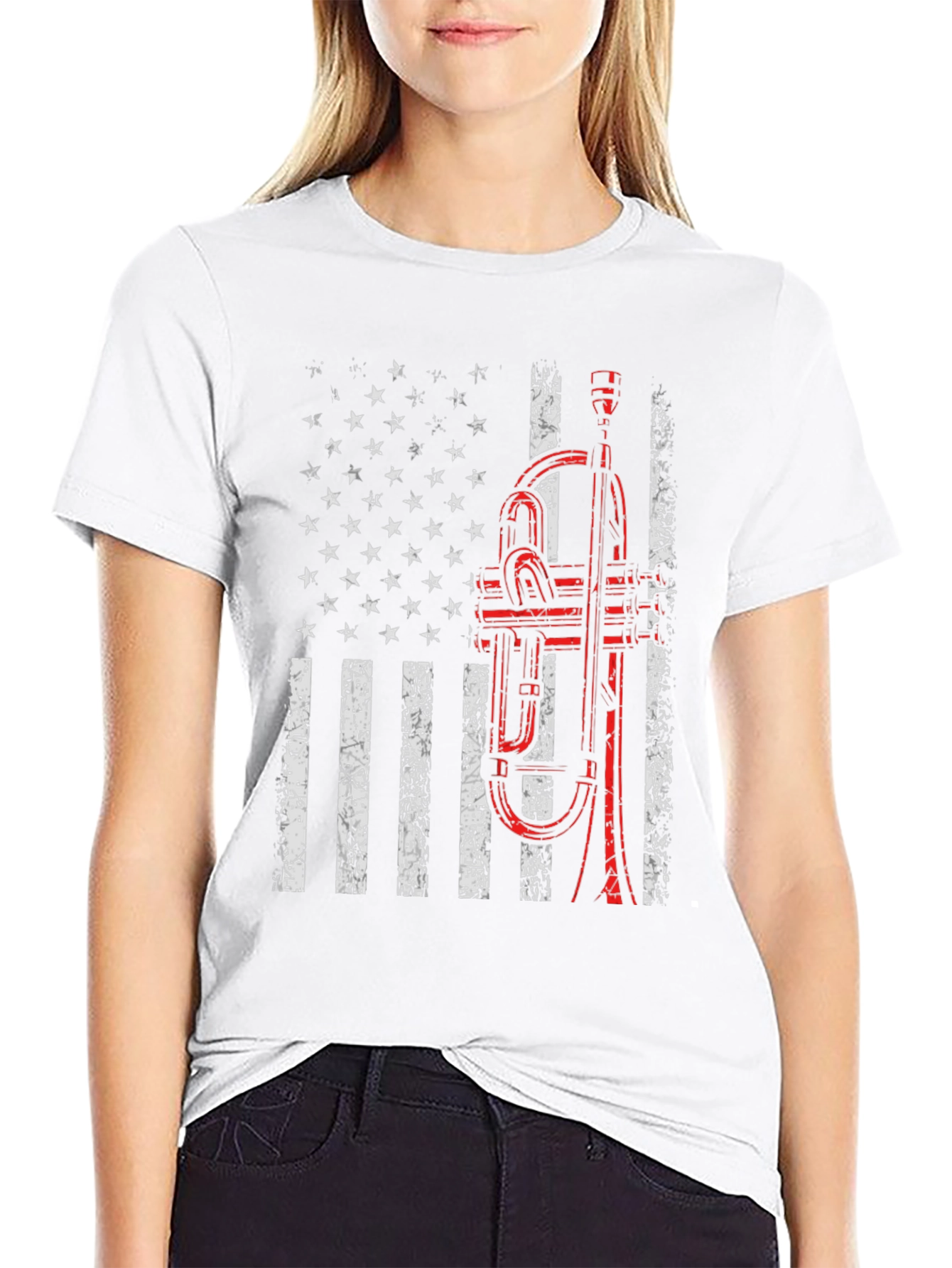 Trumpet American Flag Graphic Tee