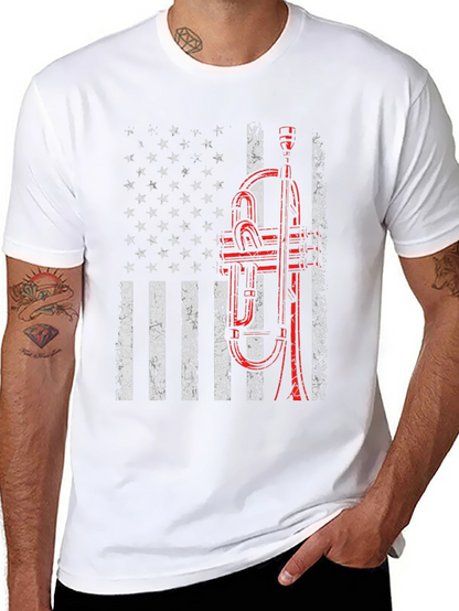 Trumpet American Flag Graphic Tee