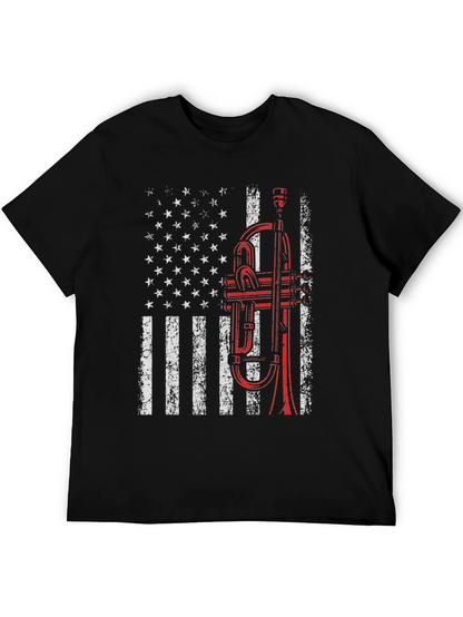Trumpet American Flag Graphic Tee