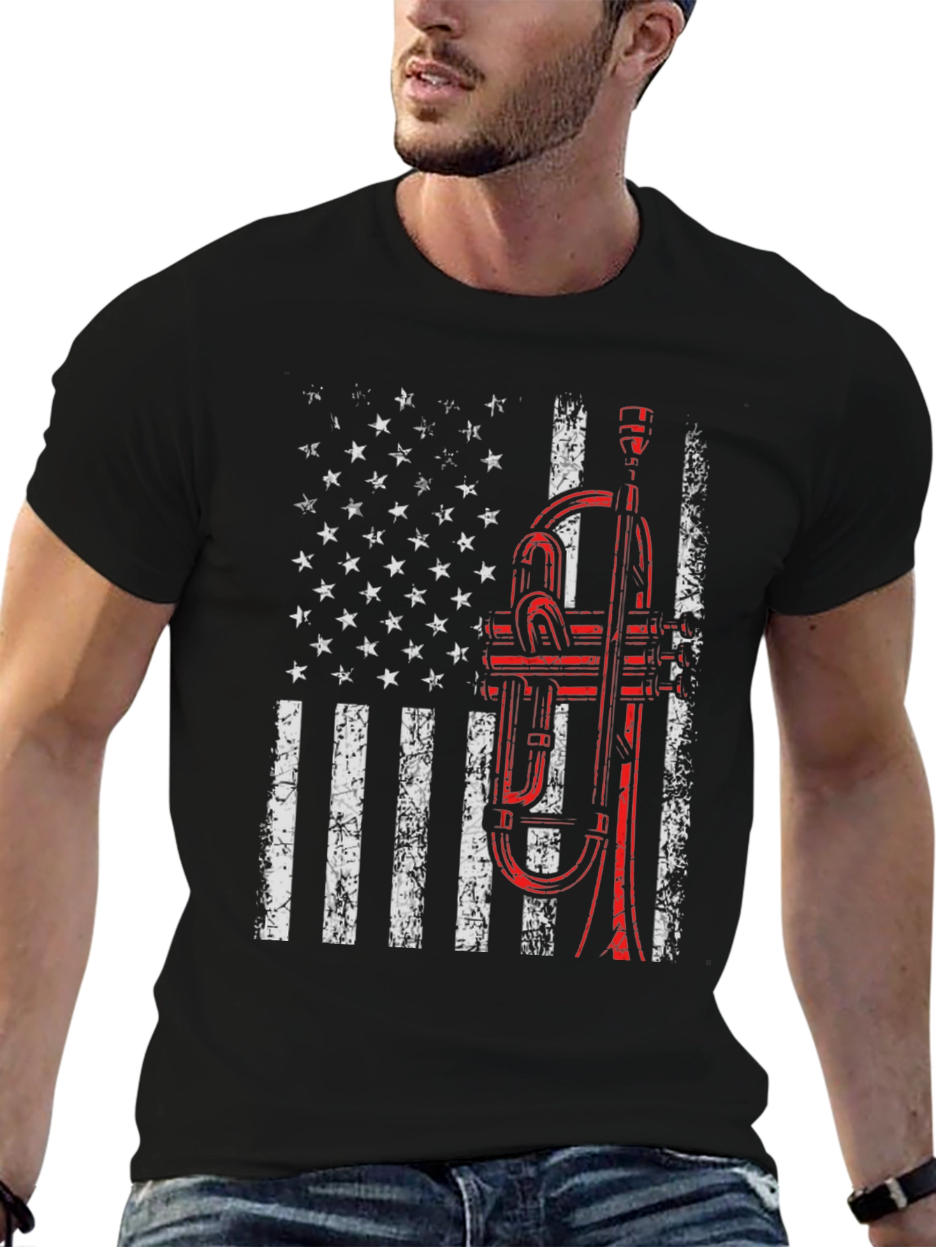 Trumpet American Flag Graphic Tee
