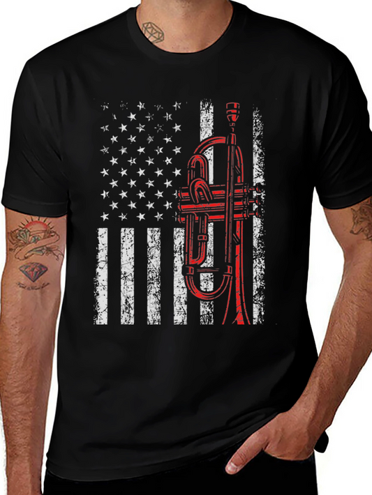Trumpet American Flag Graphic Tee