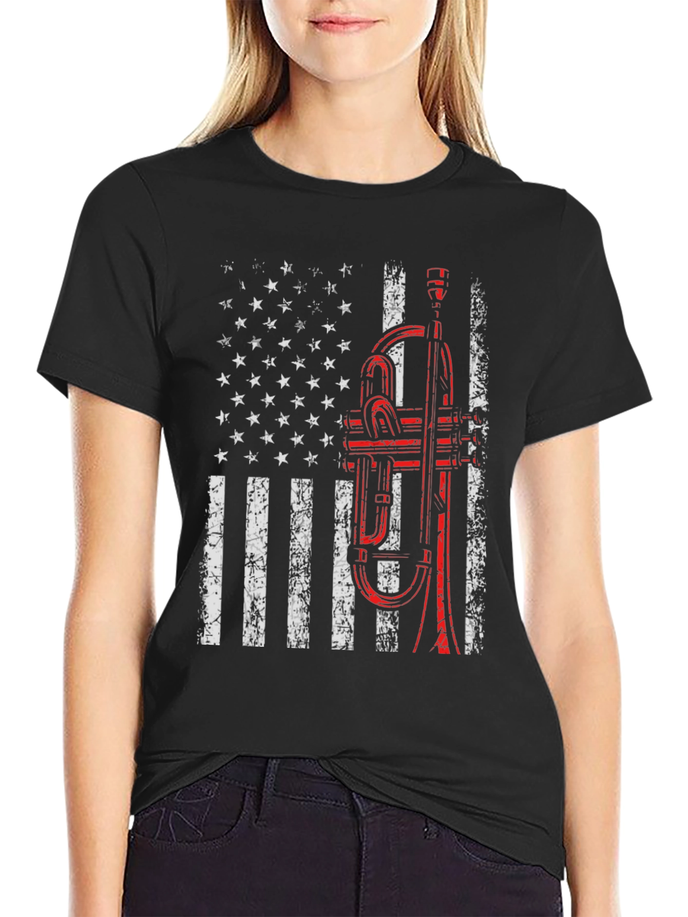 Trumpet American Flag Graphic Tee