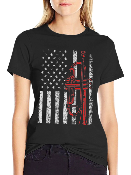 Trumpet American Flag Graphic Tee