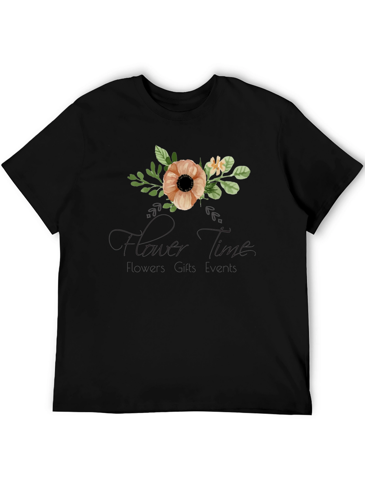 Floral Time Black Graphic T-Shirt