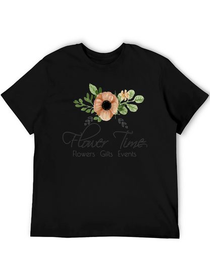 Floral Time Black Graphic T-Shirt