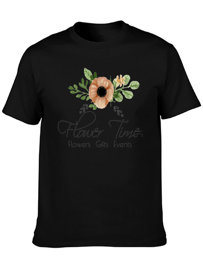 Floral Time Black Graphic T-Shirt