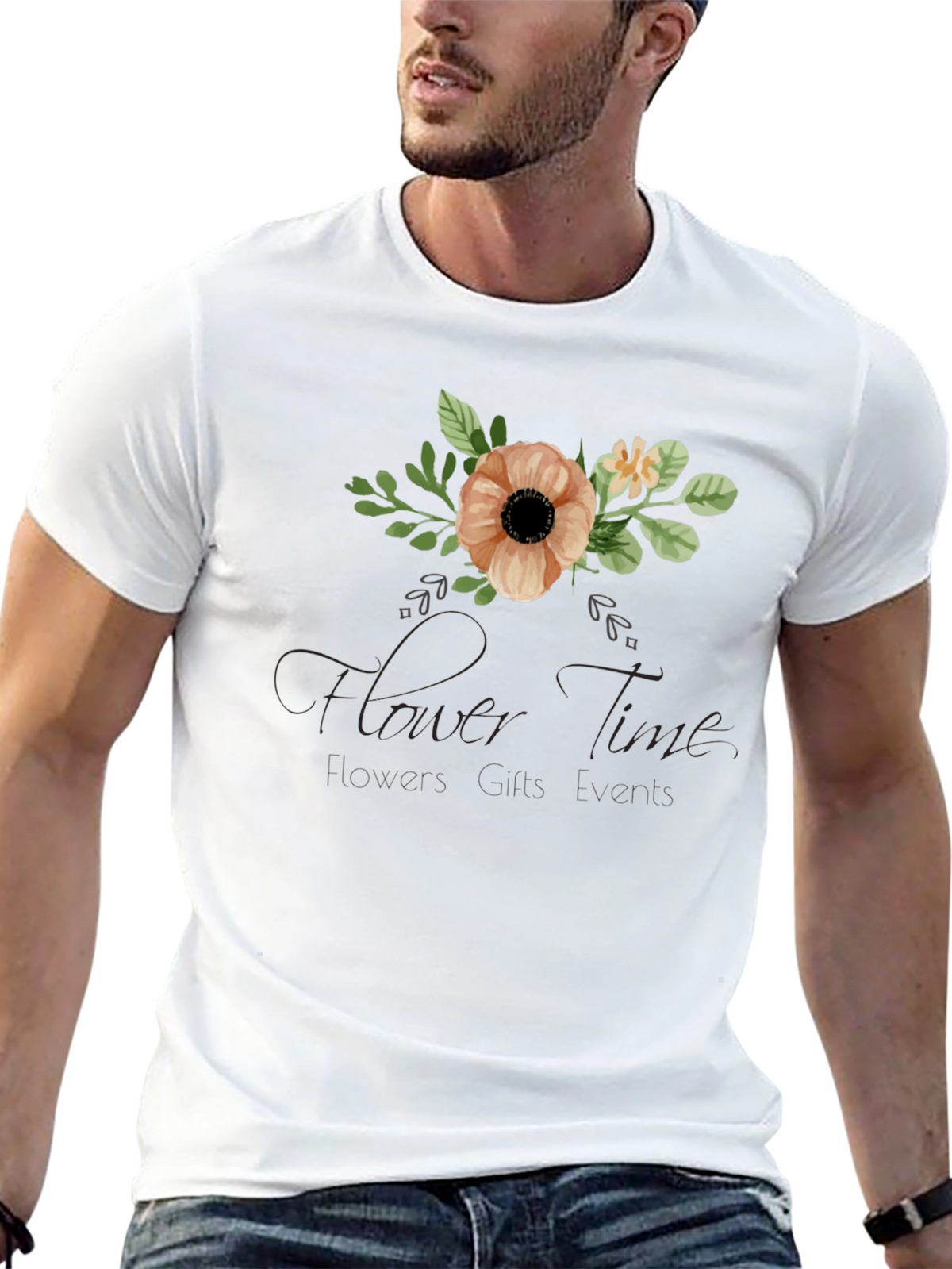 Floral Time Black Graphic T-Shirt