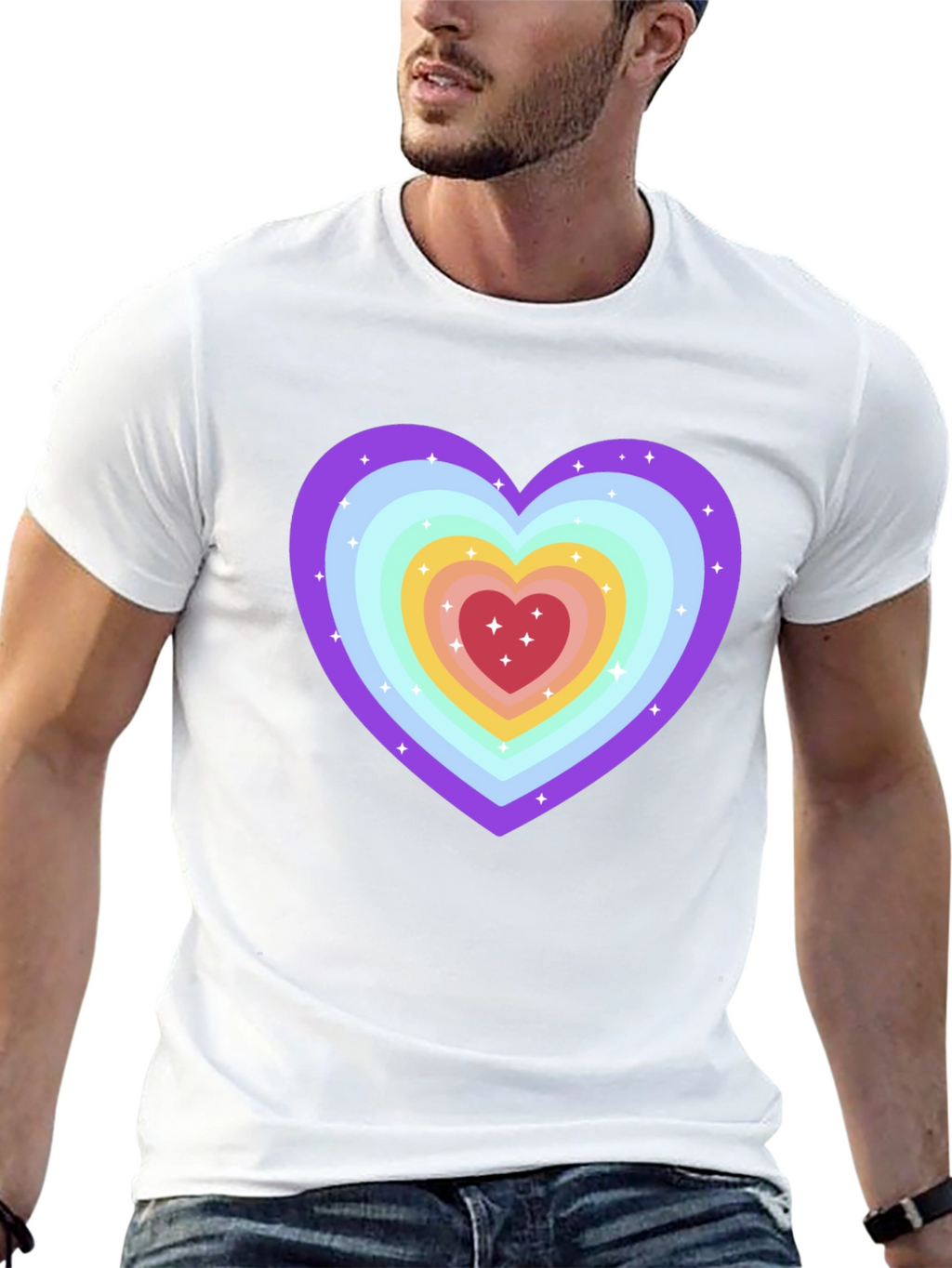 Rainbow Heart Graphic Tee - Soft & Stylish