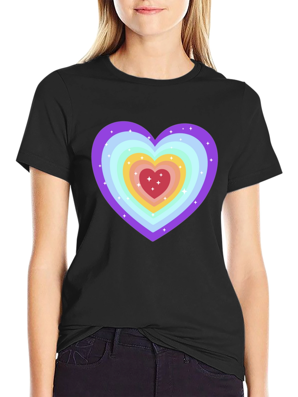 Rainbow Heart Graphic Tee - Soft & Stylish