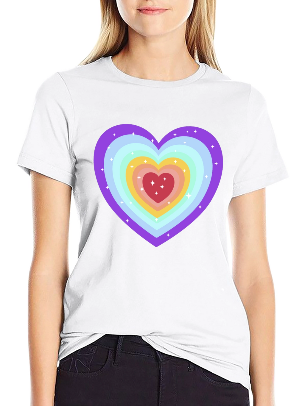 Rainbow Heart Graphic Tee - Soft & Stylish