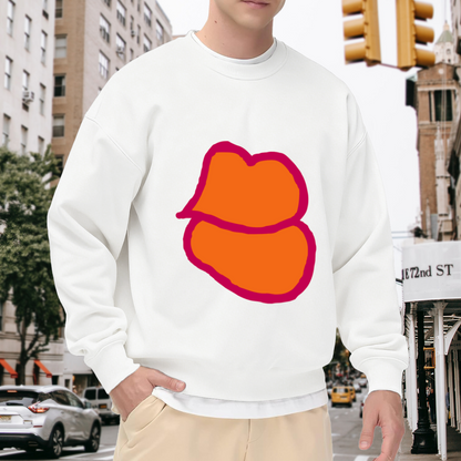 Vibrant Retro Pop Art Hand-Drawn Lips Graphic Crewneck Sweatshirt Bold Lip Print Casual Unisex Sweatshirt