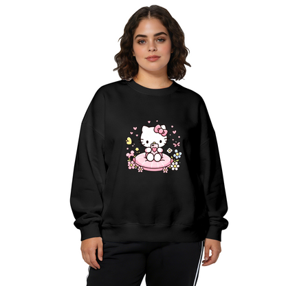 Simple Trendy Lazy Style Crewneck Sweatshirt