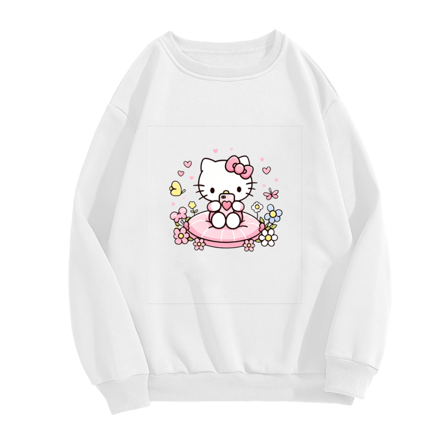 Simple Trendy Lazy Style Crewneck Sweatshirt