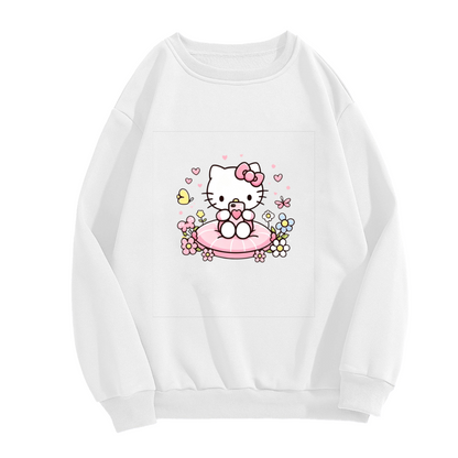 Simple Trendy Lazy Style Crewneck Sweatshirt