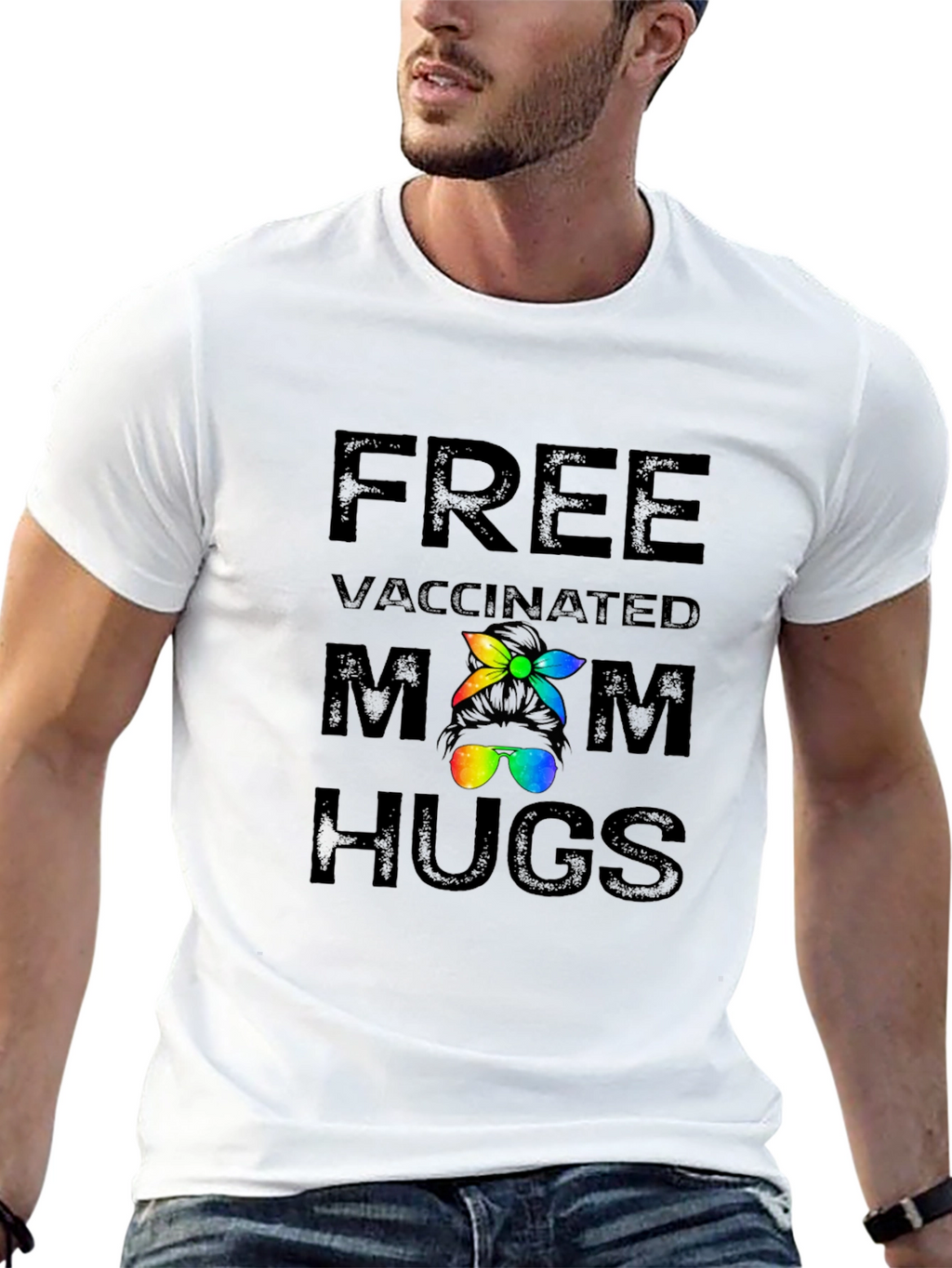 Free Vaccinated Mom Hugs Graphic T-Shirt