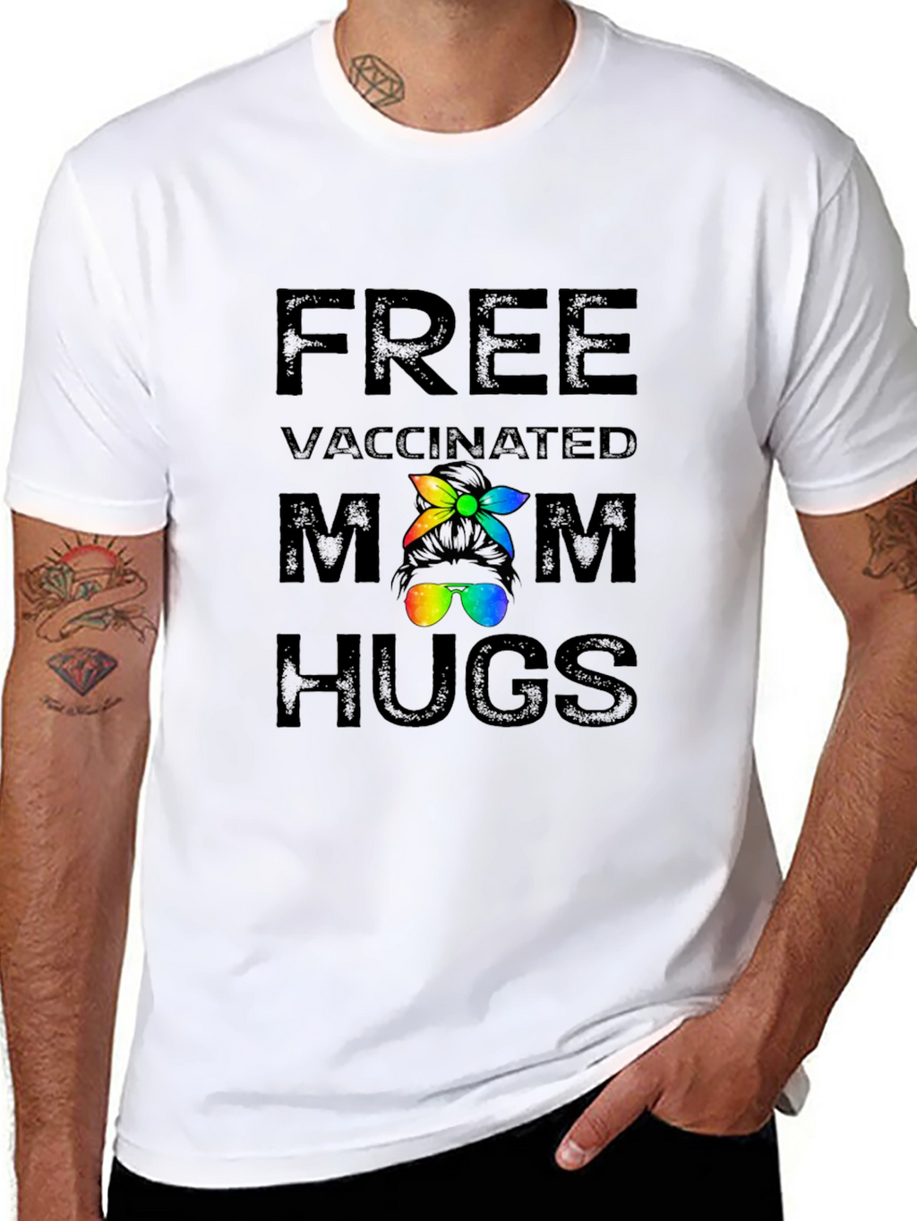 Free Vaccinated Mom Hugs Graphic T-Shirt