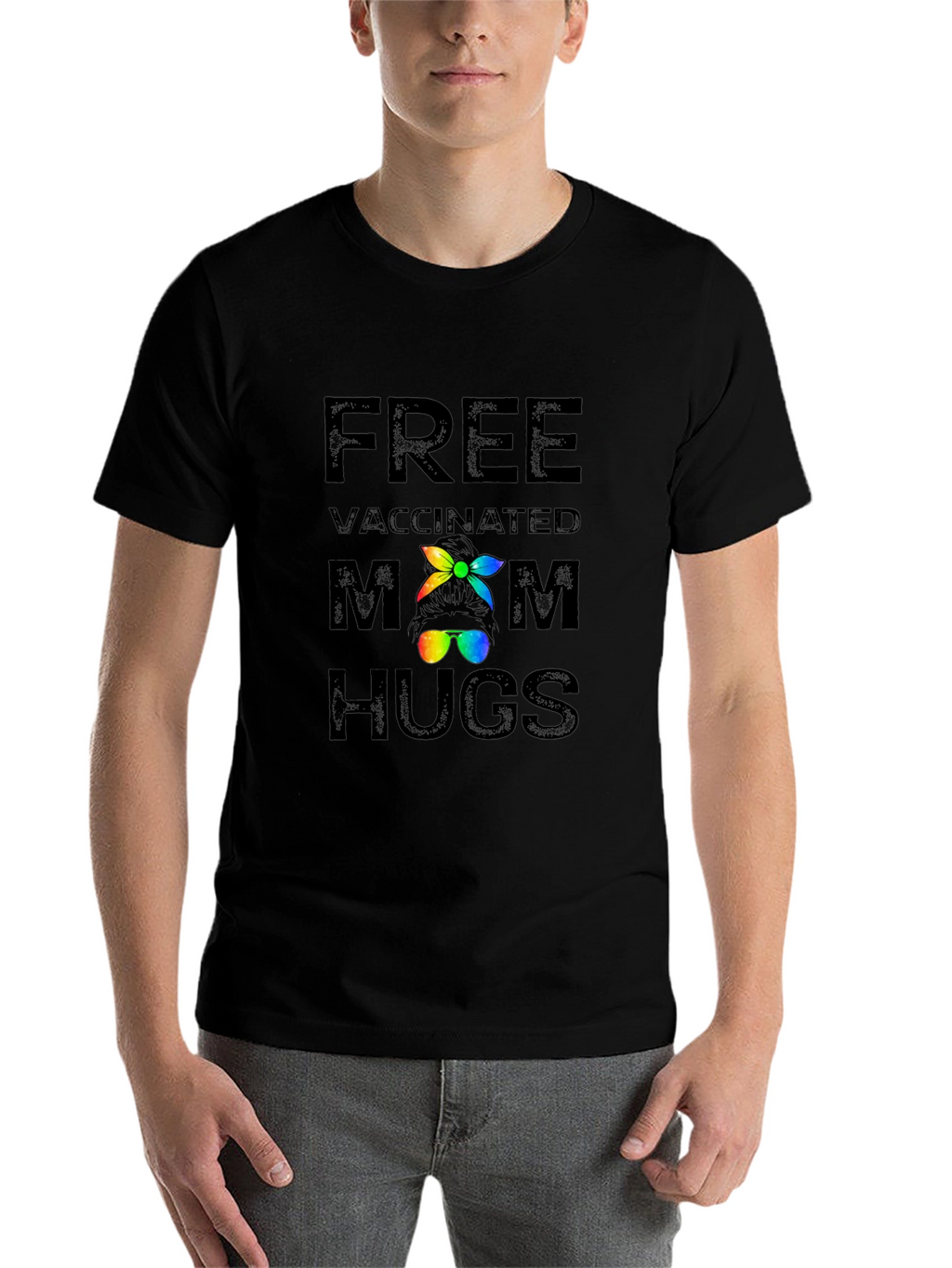 Free Vaccinated Mom Hugs Graphic T-Shirt