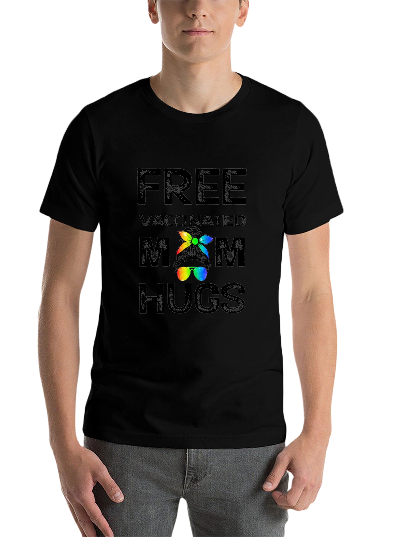 Free Vaccinated Mom Hugs Graphic T-Shirt