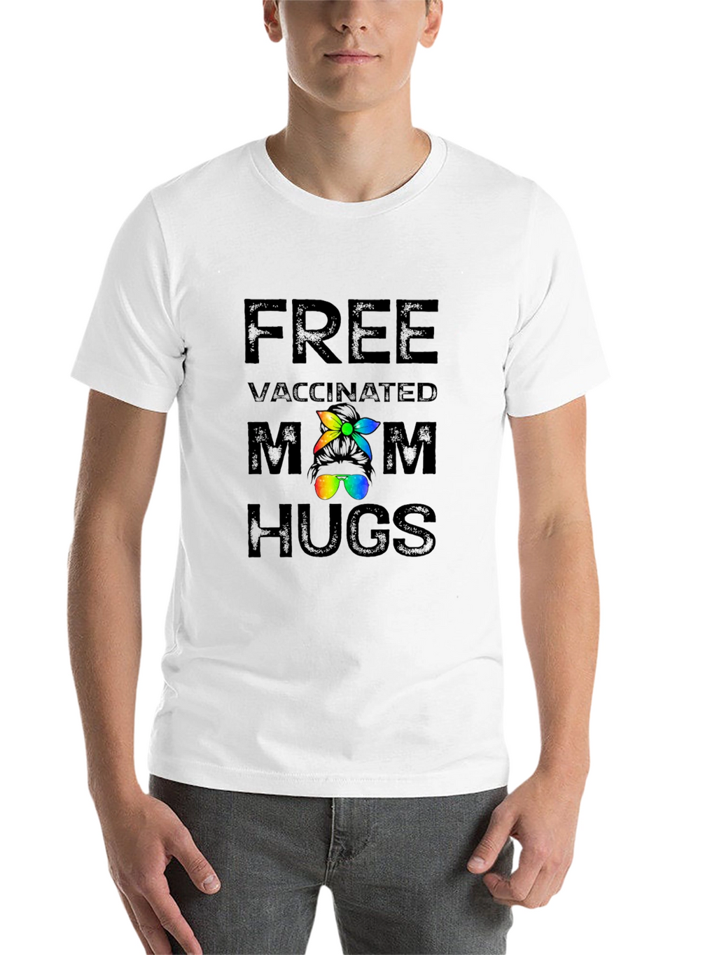 Free Vaccinated Mom Hugs Graphic T-Shirt
