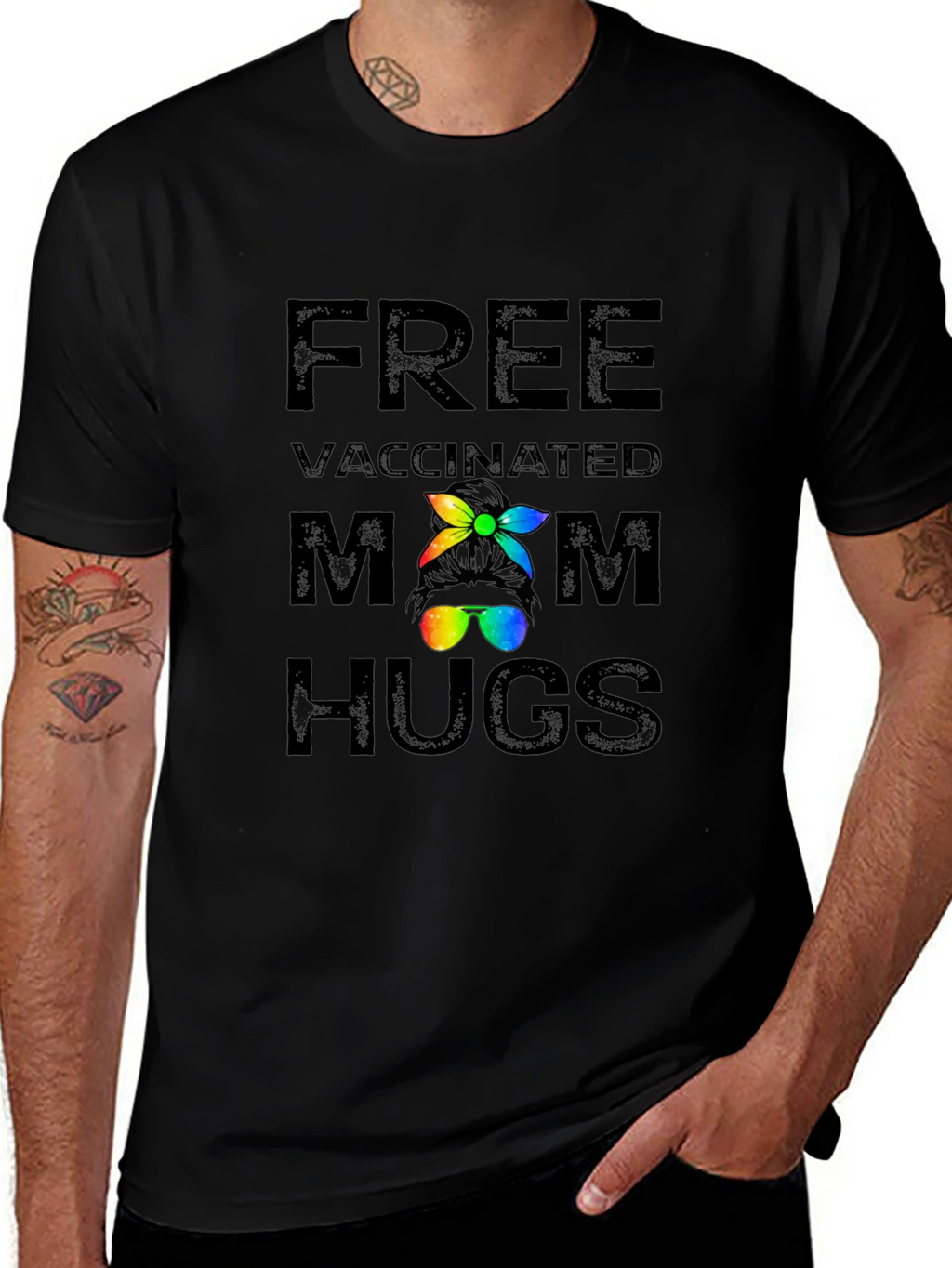 Free Vaccinated Mom Hugs Graphic T-Shirt