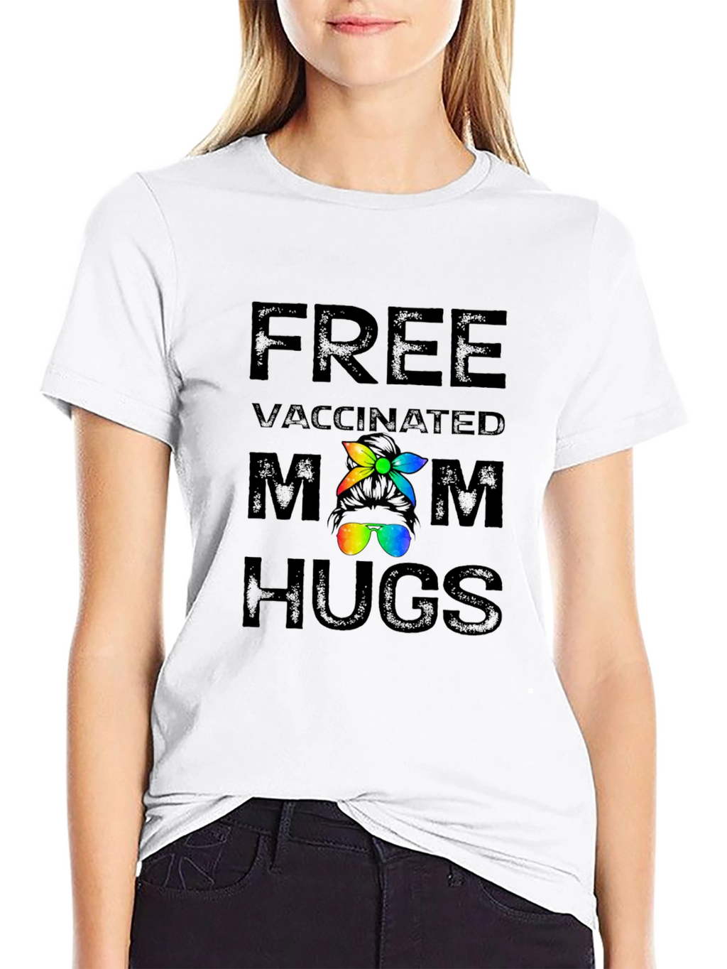 Free Vaccinated Mom Hugs Graphic T-Shirt