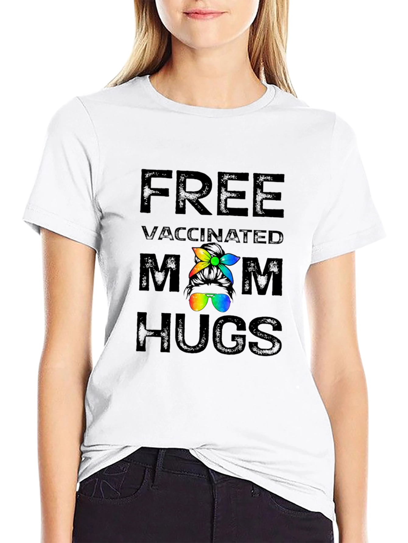 Free Vaccinated Mom Hugs Graphic T-Shirt