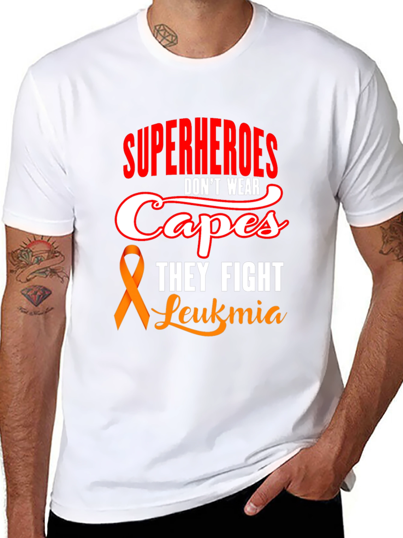 Superheroes Dont Wear Capes Leukemia Awareness T-Shirt