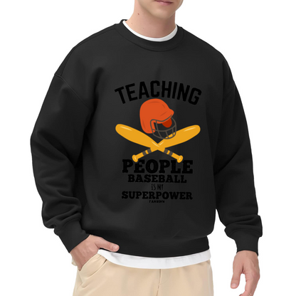 Teaching Baseball Is My Superpower Crewneck Sweatshirt, Baseball Coach Helmet Pullover, Coach Gift