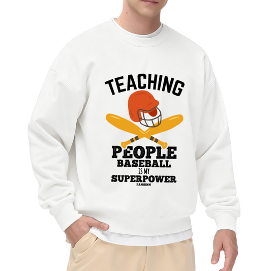 Teaching Baseball Is My Superpower Crewneck Sweatshirt, Baseball Coach Helmet Pullover, Coach Gift