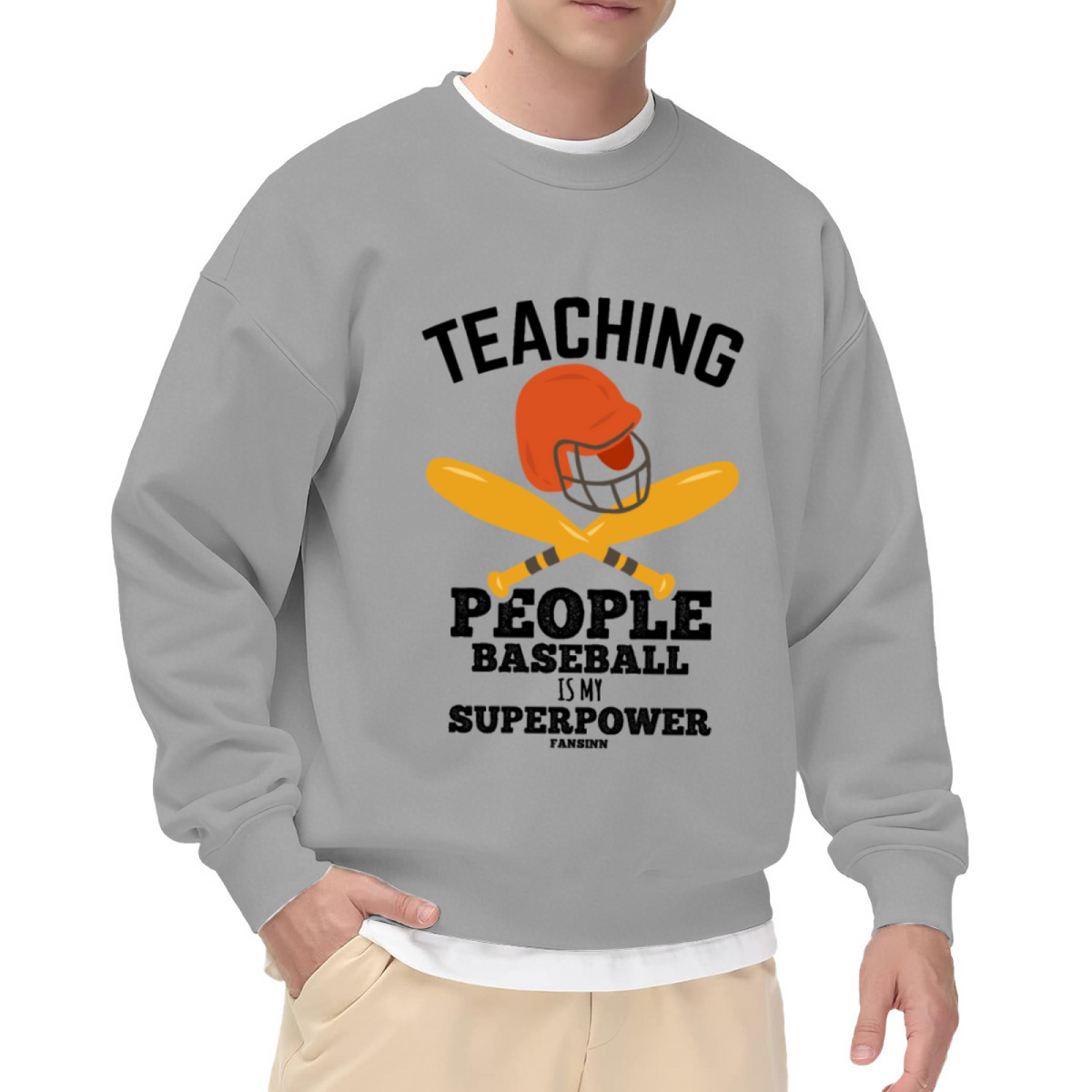Teaching Baseball Is My Superpower Crewneck Sweatshirt, Baseball Coach Helmet Pullover, Coach Gift