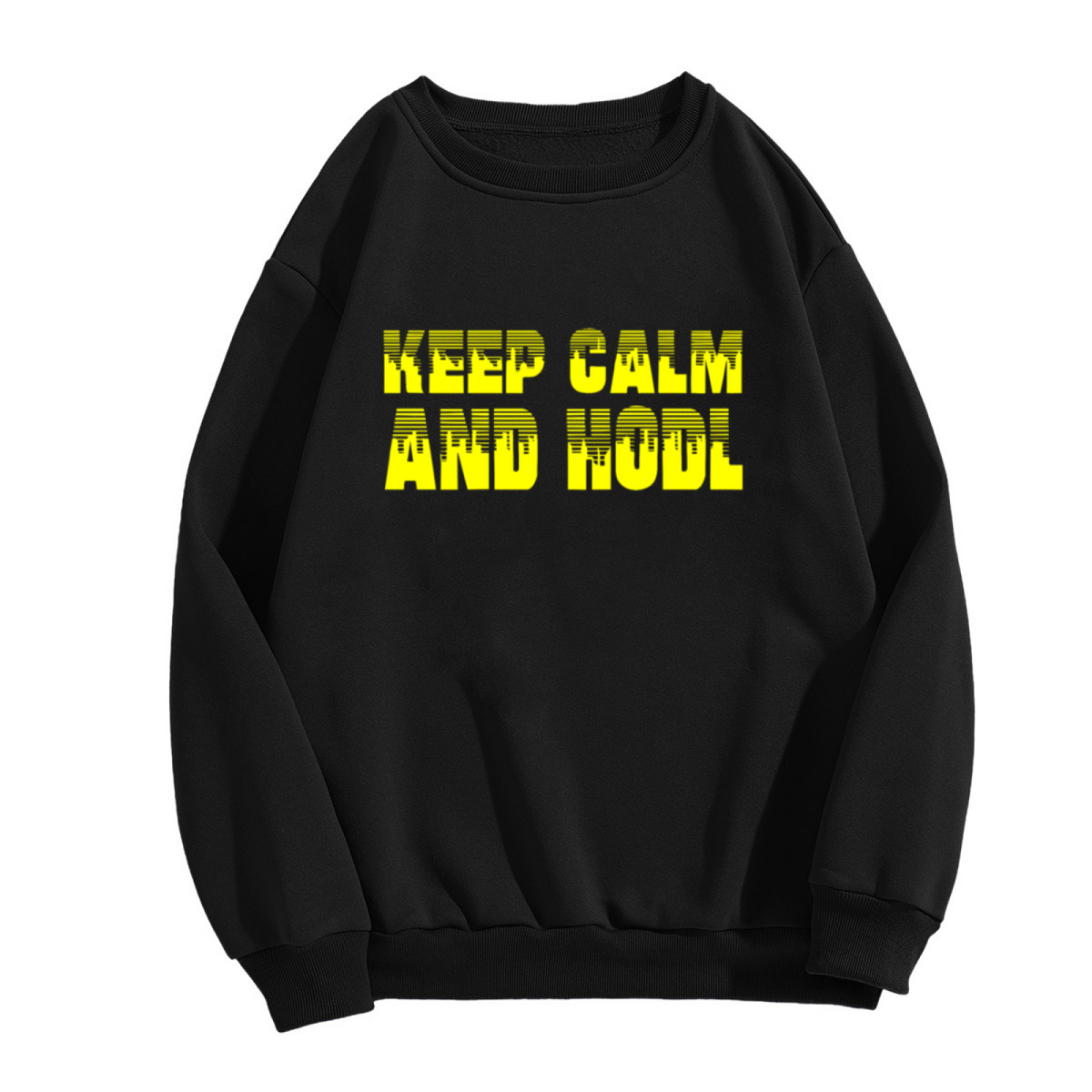 Keep Calm And HODL Glitch Text Crypto Crewneck Sweatshirt | Bitcoin Slang Pullover, Crypto Investor Gift