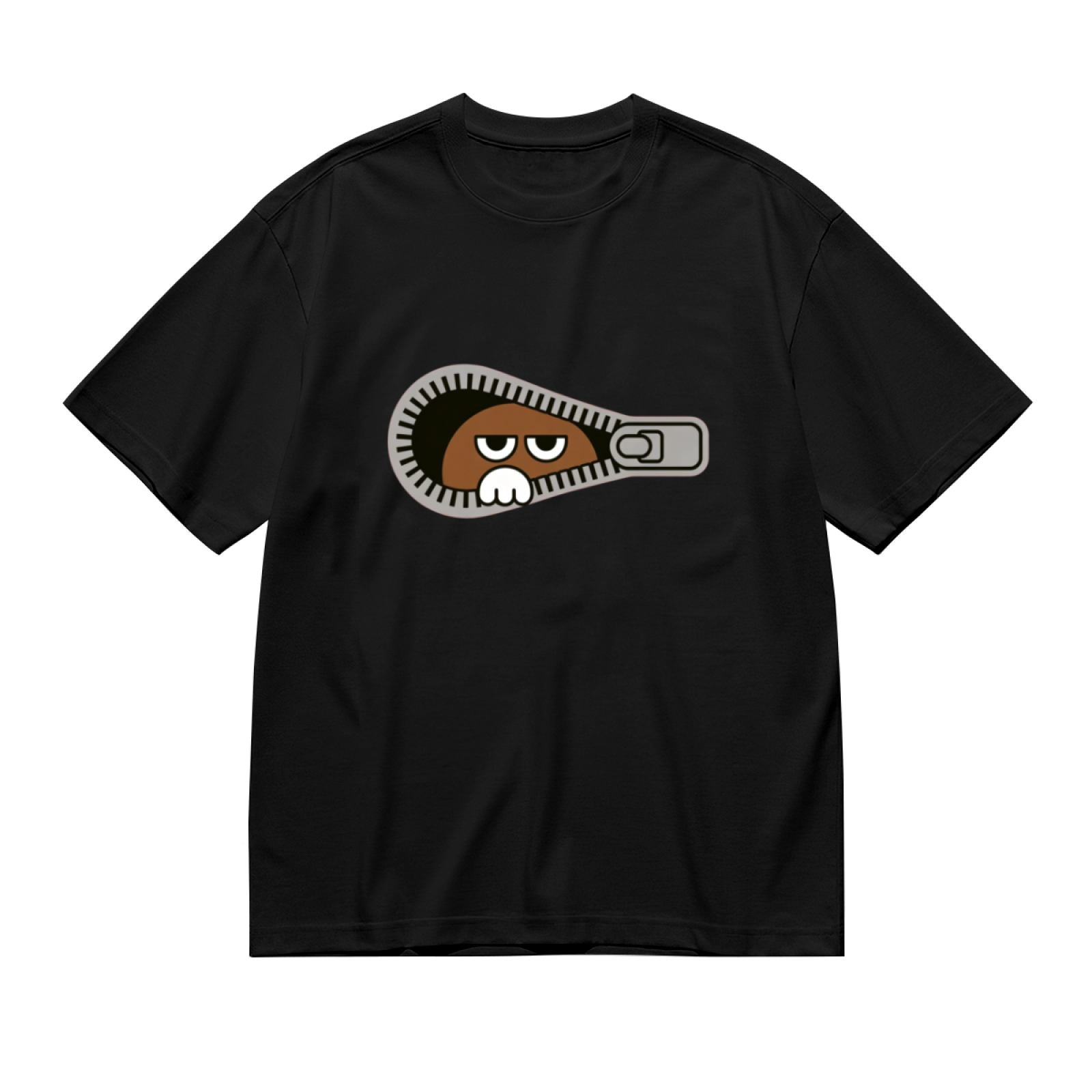 Funny Zipper Peeking Character Cartoon Tee