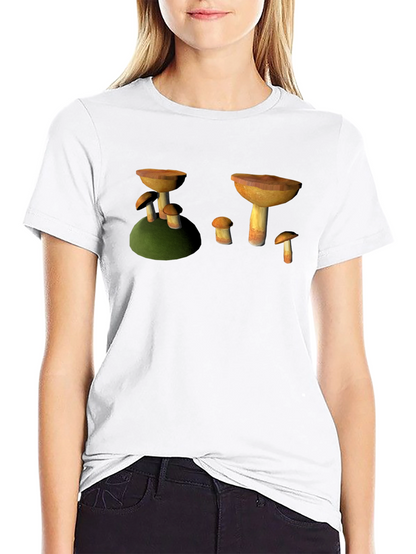 Mushroom Print Black T-Shirt
