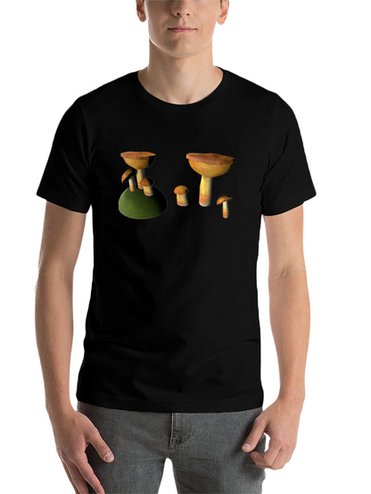 Mushroom Print Black T-Shirt