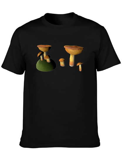 Mushroom Print Black T-Shirt