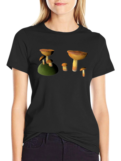 Mushroom Print Black T-Shirt