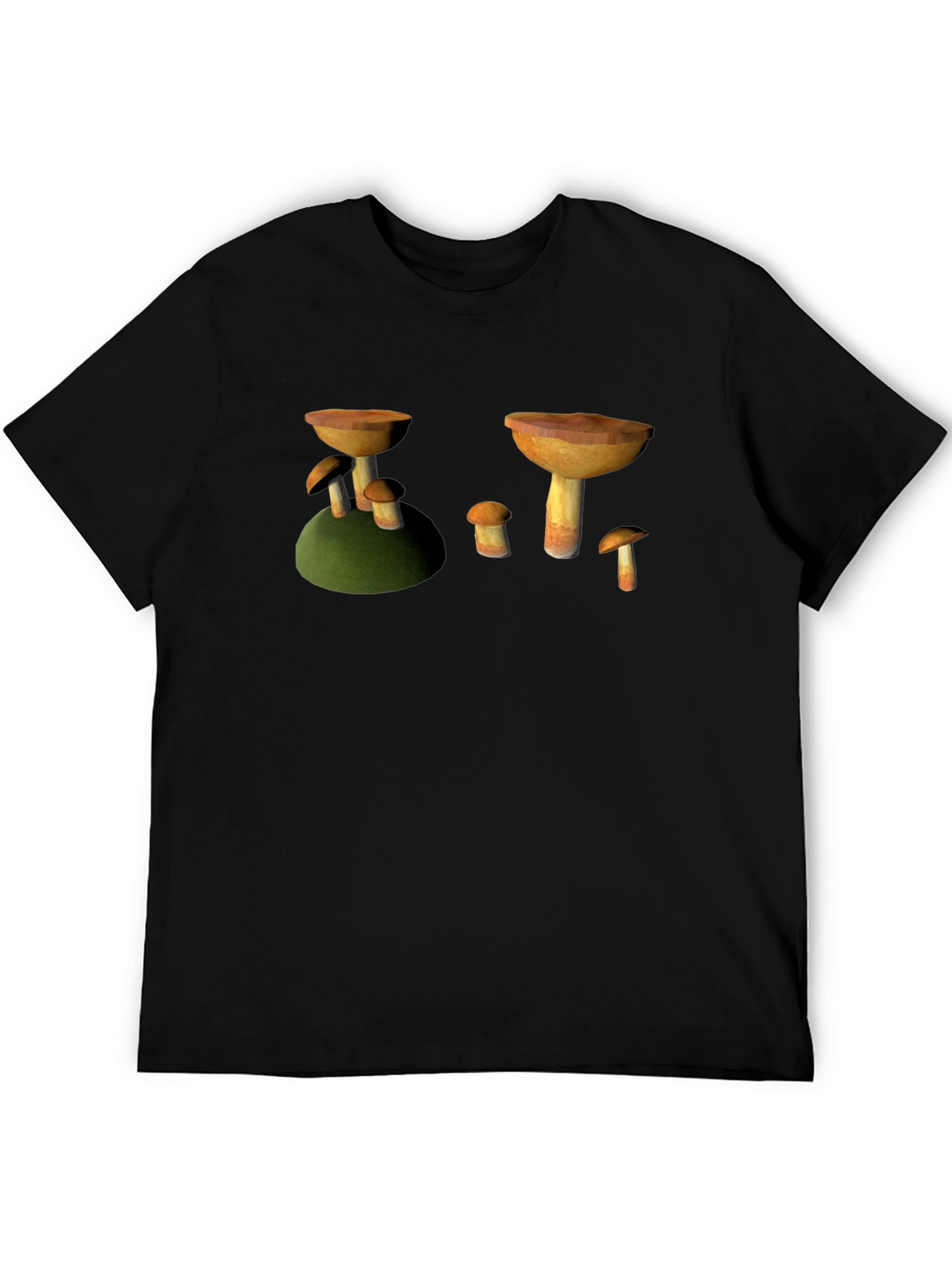 Mushroom Print Black T-Shirt