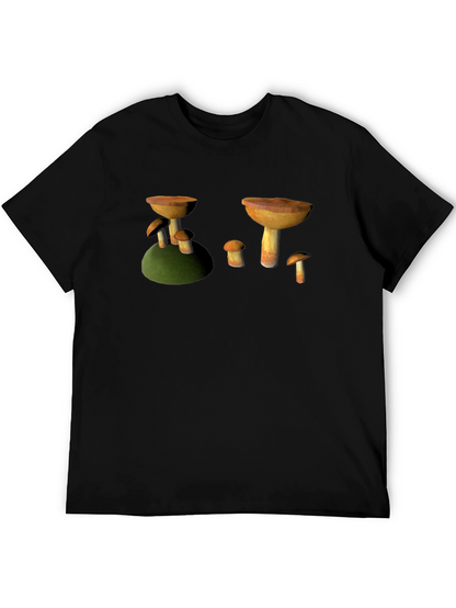 Mushroom Print Black T-Shirt