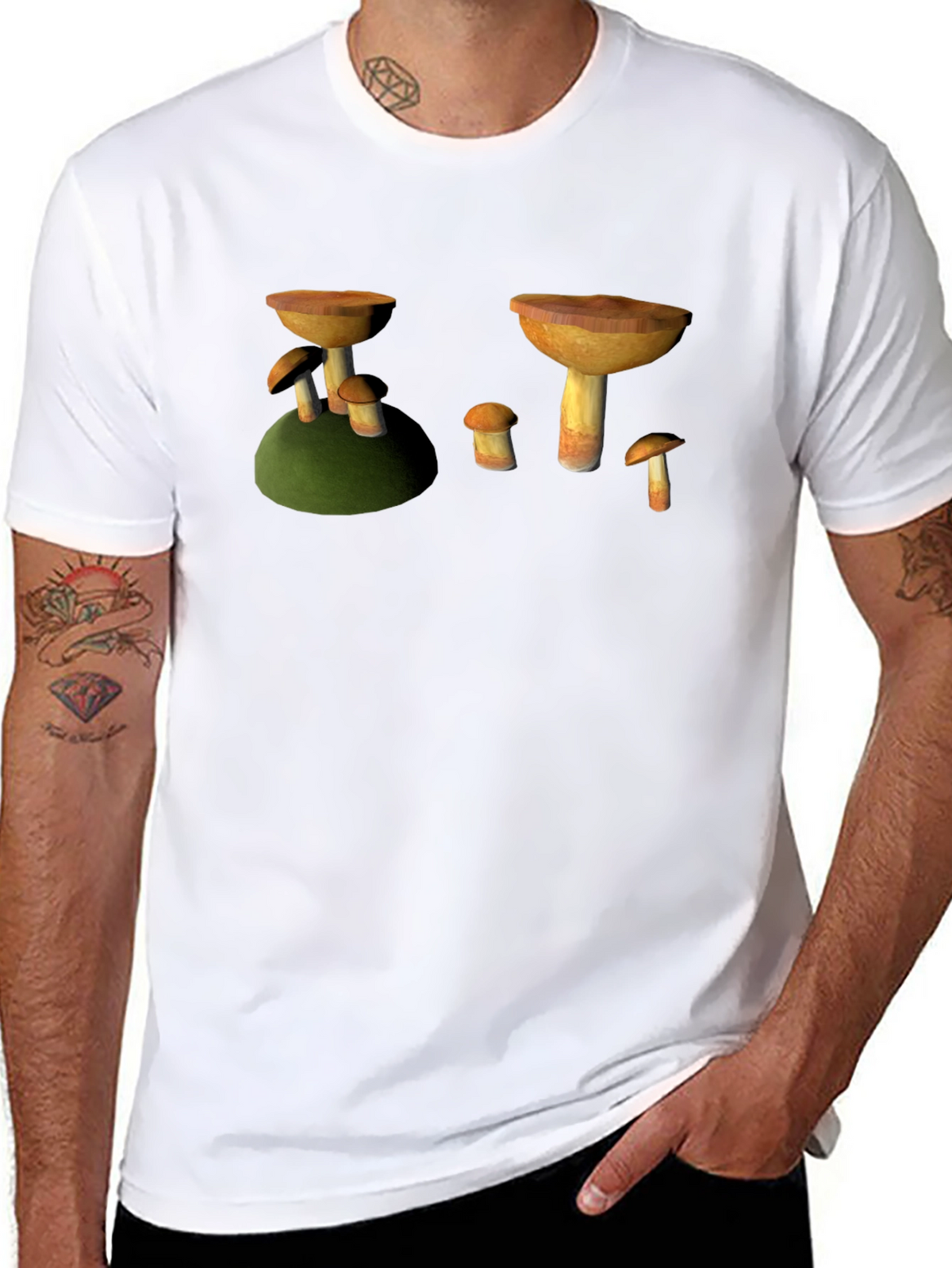 Mushroom Print Black T-Shirt