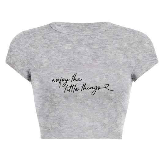 Enjoy The Little Things Soft Grey Letter Crop Top