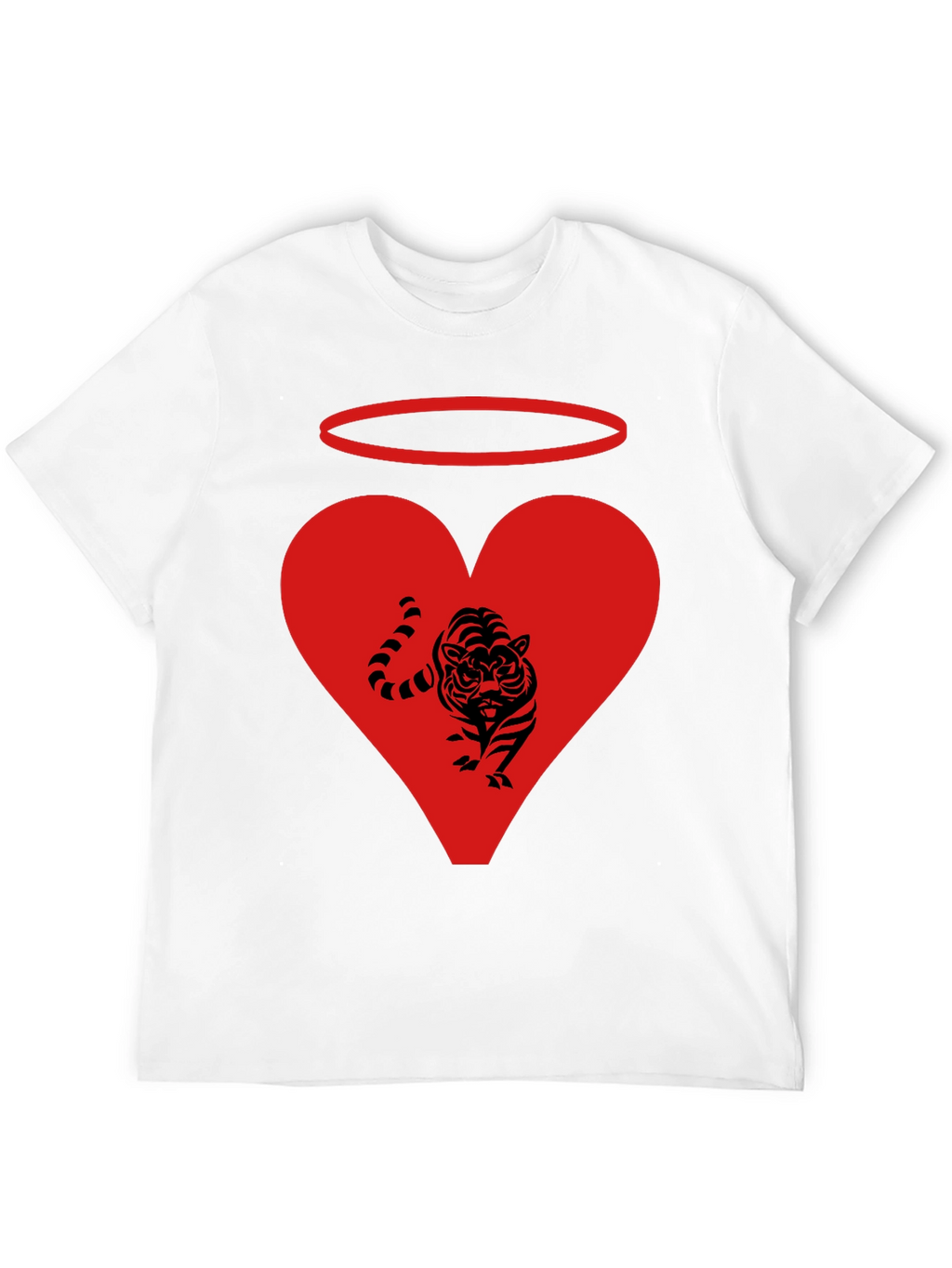 Angel Tiger Heart Graphic Tee - Black