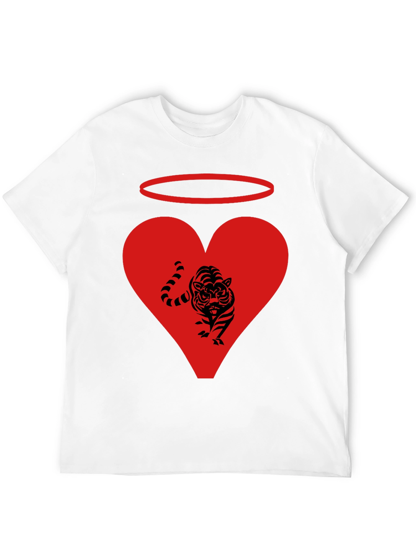 Angel Tiger Heart Graphic Tee - Black