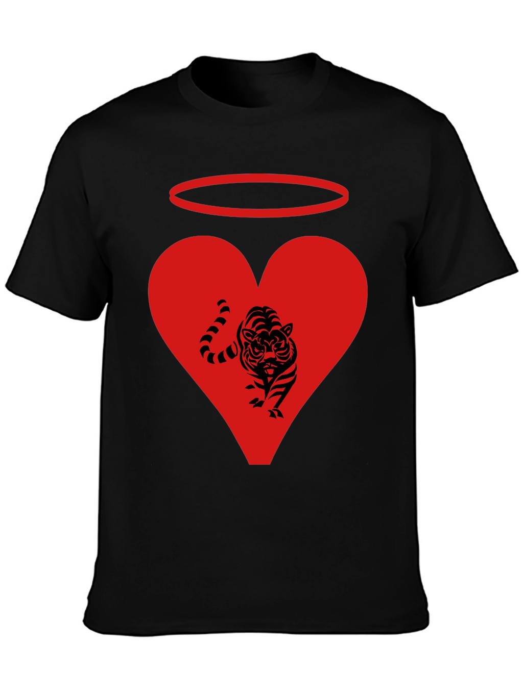 Angel Tiger Heart Graphic Tee - Black