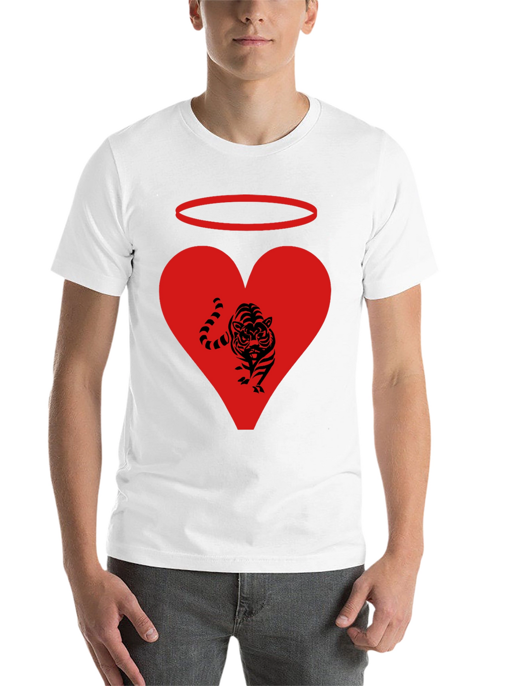 Angel Tiger Heart Graphic Tee - Black